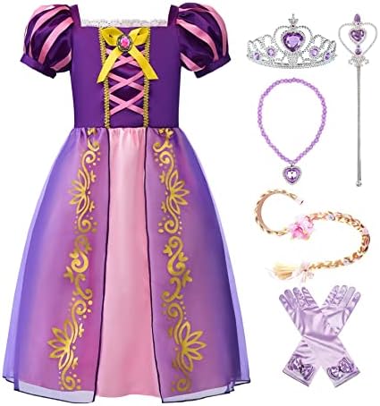 ReliBeauty Girls Costume Purple 6-7 with Accessories