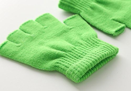 XF Kids Solid Knit Half Finger Mittens Typing Gloves Small