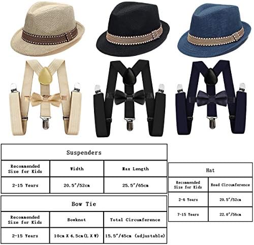 Kids 1920s Gangster Fedora Suspenders Bow Tie Costume Set