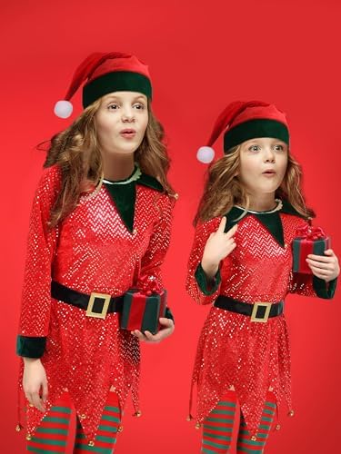 Geyoga 6 Pack Christmas Elf Costumes for Kids Girls