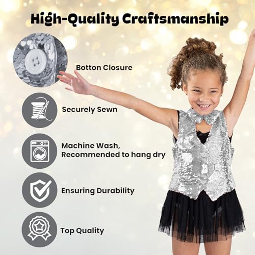 Sparkling Sequin Vest for Boys Dress Up America - Bow Tie Costume