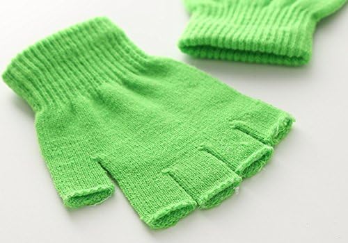 XF Kids Solid Knit Half Finger Mittens Typing Gloves Small
