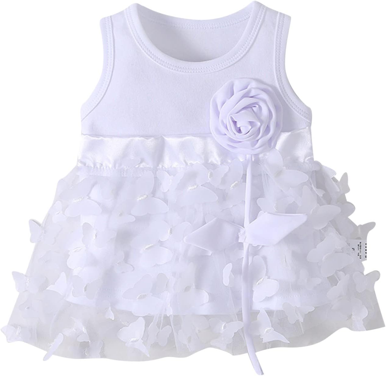 White Ruffle Sleeveless Princess Dress for Baby Girls