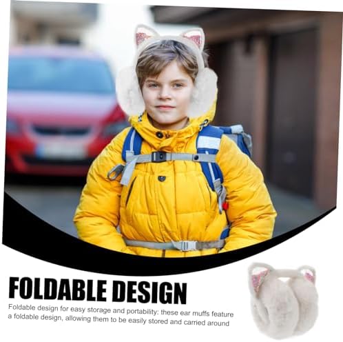 LIFKOME Winter Warm Earmuffs foldable stretch cat ears for children