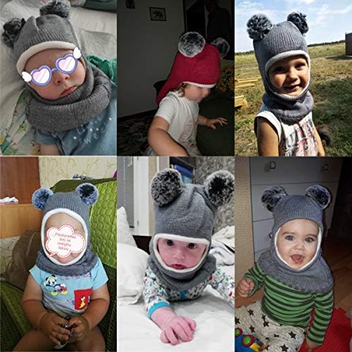 Child Size Balaclava Hat with Pom Poms for Cold Weather