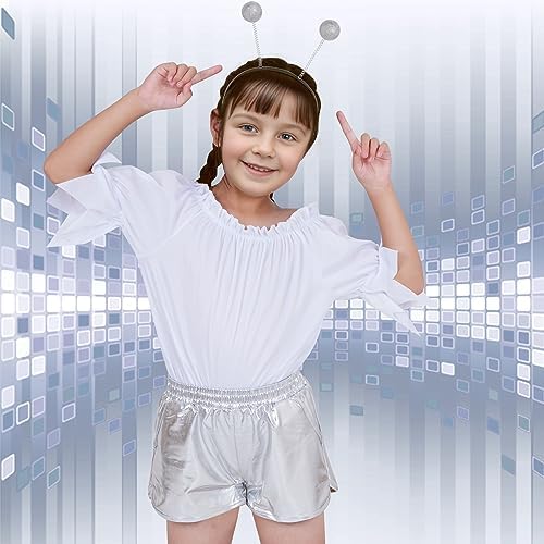 Bskifnn Alien Costume Metallic Shorts with Headband for Kids