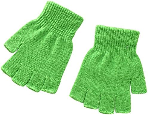 XF Kids Solid Knit Half Finger Mittens Typing Gloves Small
