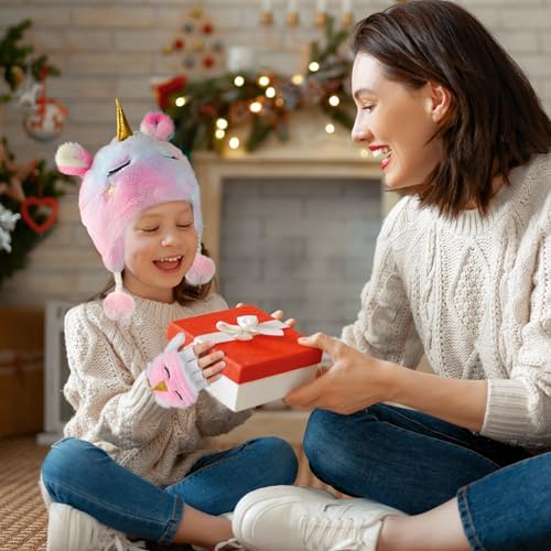 Cute Unicorn Winter Hats and Gloves for Girls