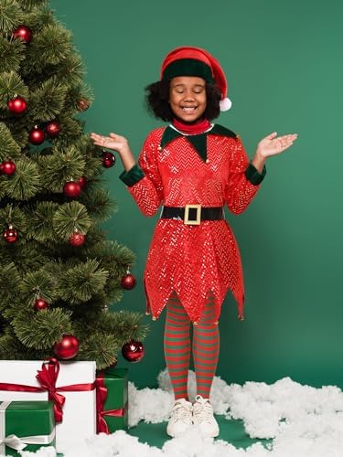 Geyoga 6 Pack Christmas Elf Costumes for Kids Girls
