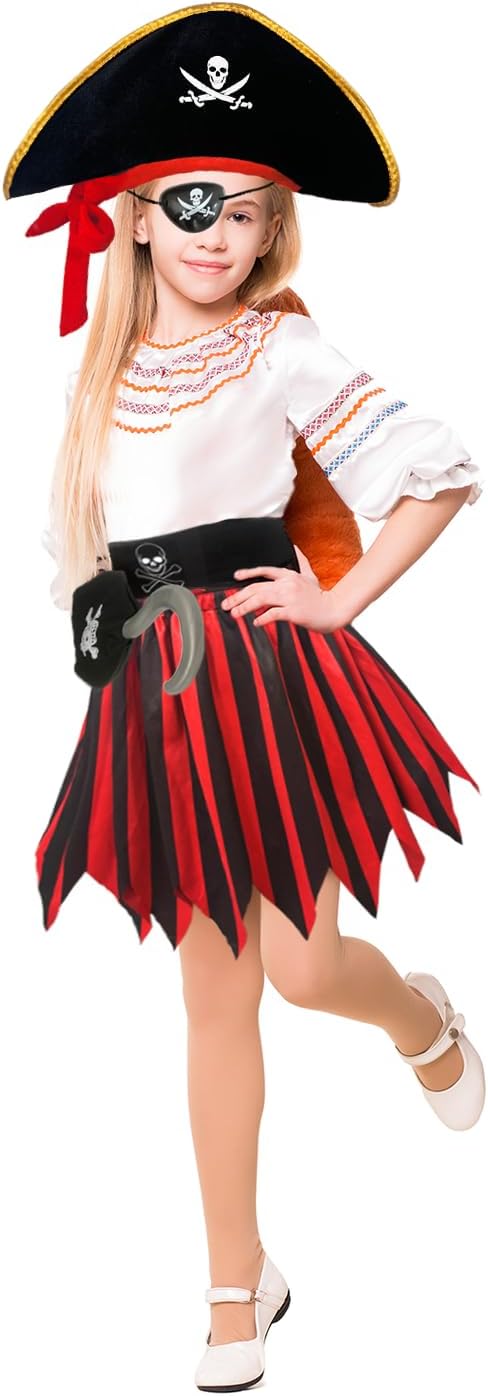 Byfirty 5Pcs Pirate Costume Kids Girls
