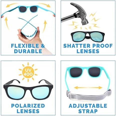 JAN JUL Kids Flexible UV-400 Polarized Sunglasses with adjustable strap