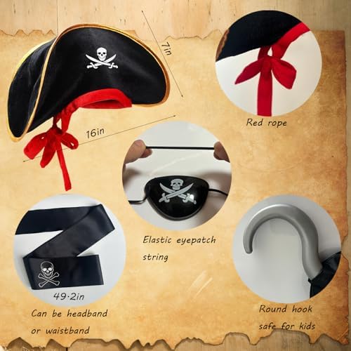 Byfirty 5Pcs Pirate Costume Kids Girls