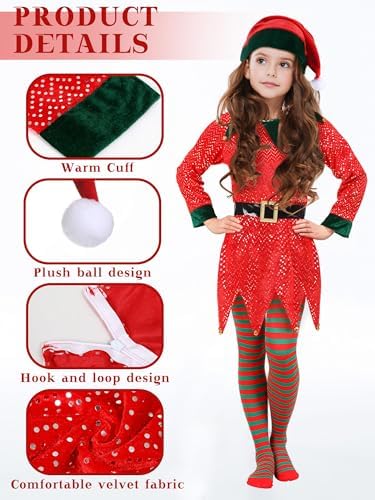 Geyoga 6 Pack Christmas Elf Costumes for Kids Girls