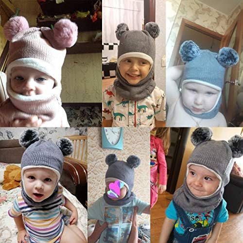 Child Size Balaclava Hat with Pom Poms for Cold Weather