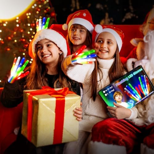 BOMLY LED Kids Gloves Glow in the Dark Ages 5-13