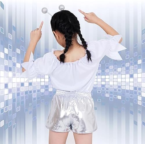 Bskifnn Alien Costume Metallic Shorts with Headband for Kids
