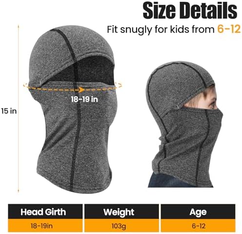 Kids Balaclava Ski Mask - Windproof Breathable for Boys Girls