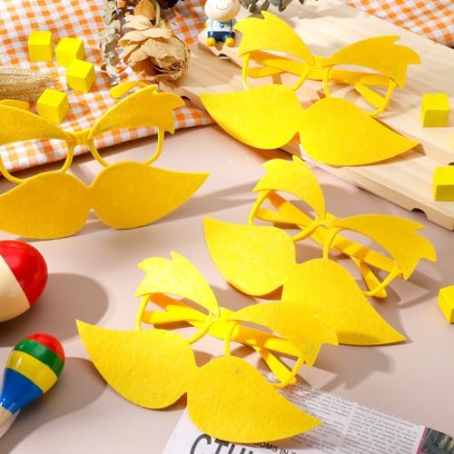 Foilswirl Yellow Mustache Glasses Halloween Trick or Treat Party Accessories