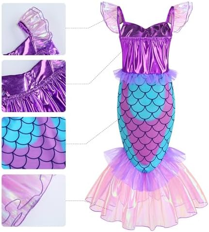 Mermaid Princess Costume Little Mermaid Dress for Girls with Crown