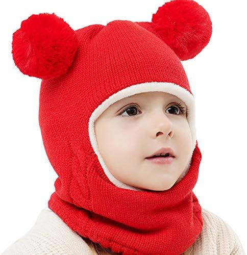 Child Size Balaclava Hat with Pom Poms for Cold Weather