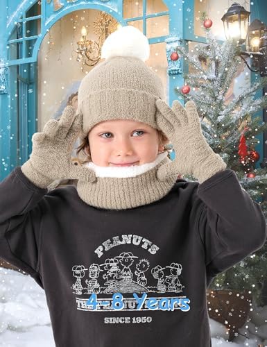 Warm Kids Set with Hat Scarf Gloves Bag forcold weather