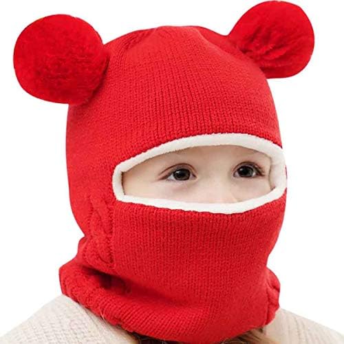 Child Size Balaclava Hat with Pom Poms for Cold Weather