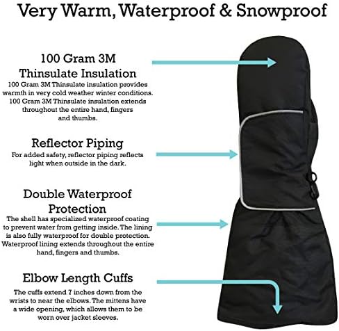 NIce Caps Kids Waterproof Snow Mittens - Elbow Length Insulated