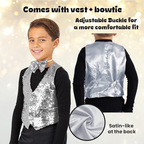 Sparkling Sequin Vest for Boys Dress Up America - Bow Tie Costume