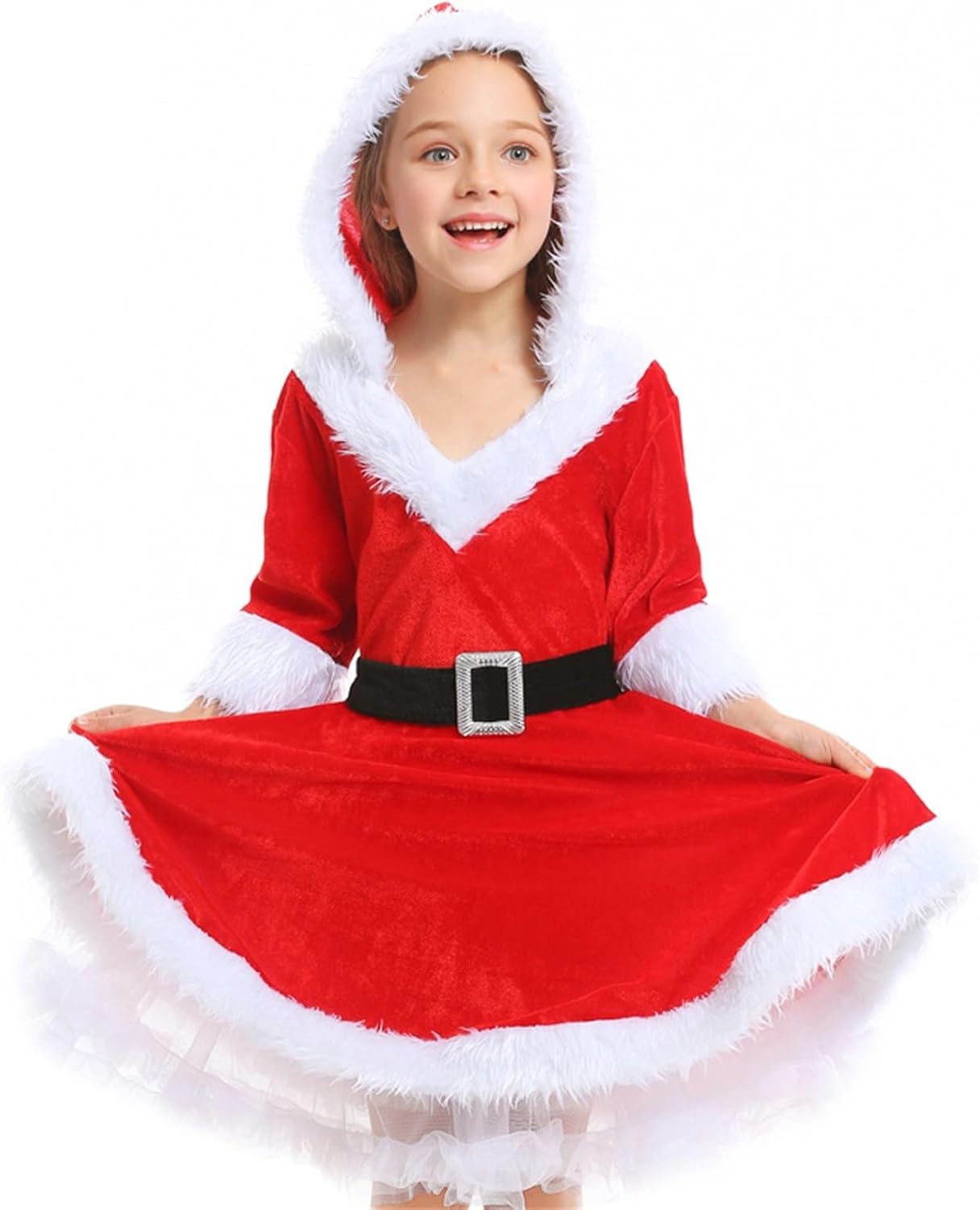 ToddlBy Kids Girls Christmas Magic Pajamas Hooded Red Santa snowman Design