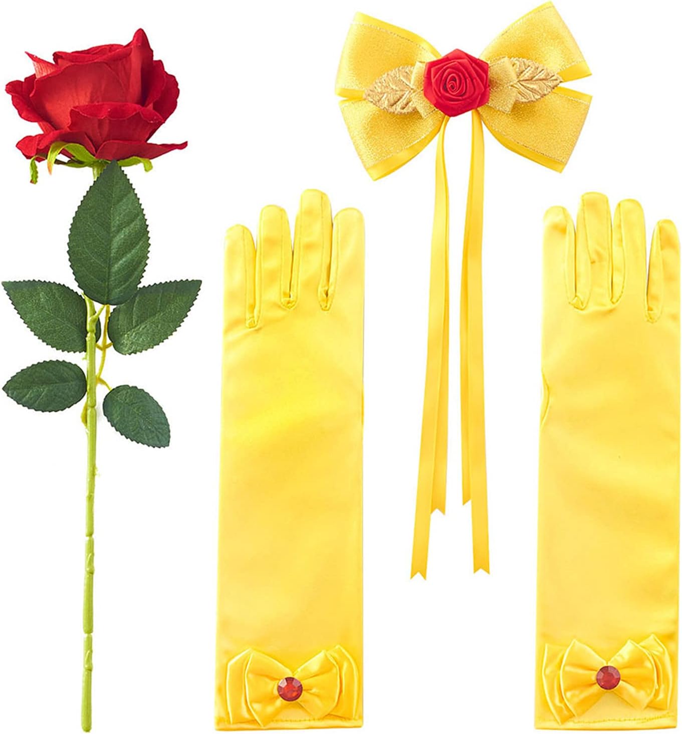 JiaDuo Princess Costume Accessories Halloween Hair Bow Glove Set