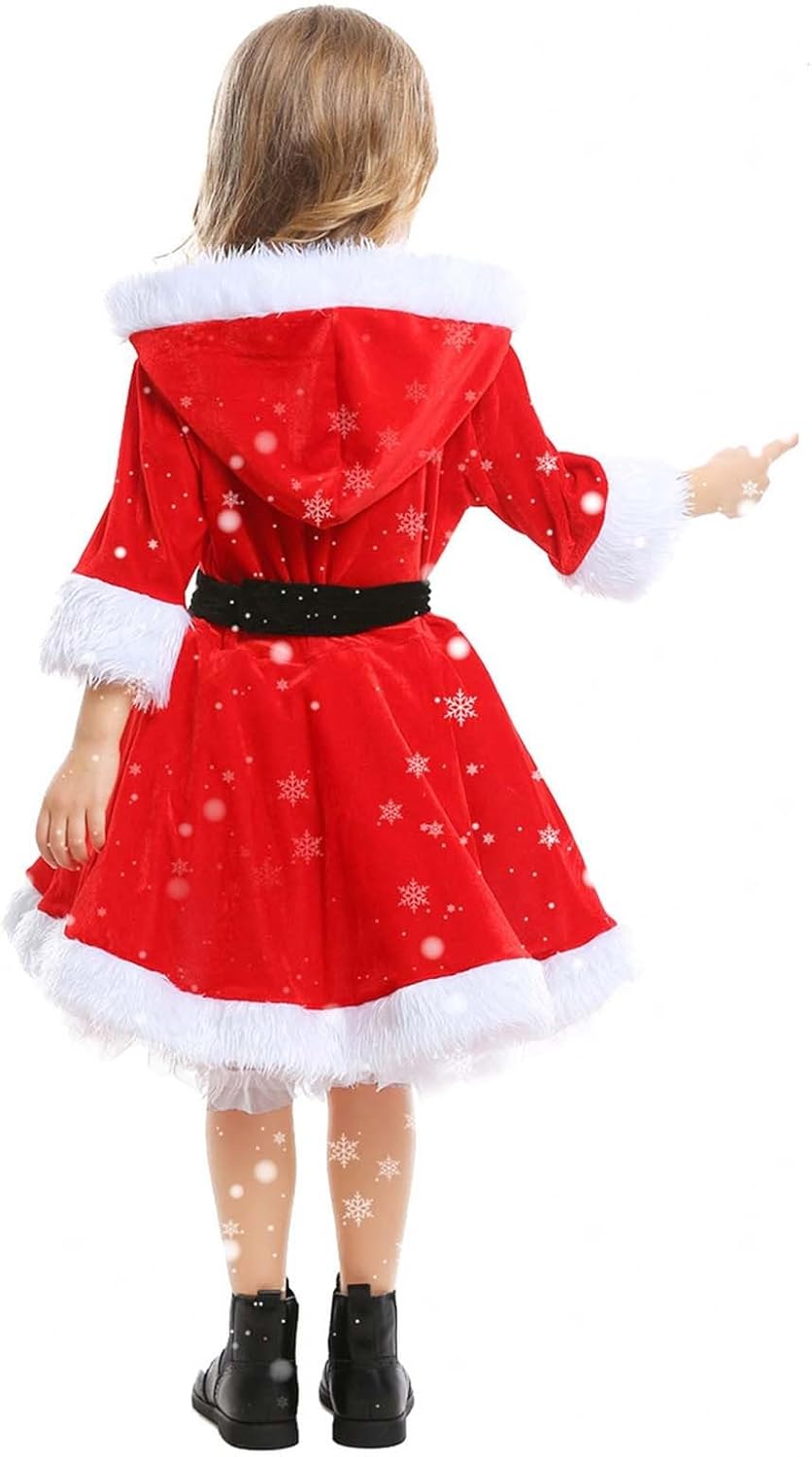 ToddlBy Kids Girls Christmas Magic Pajamas Hooded Red Santa snowman Design