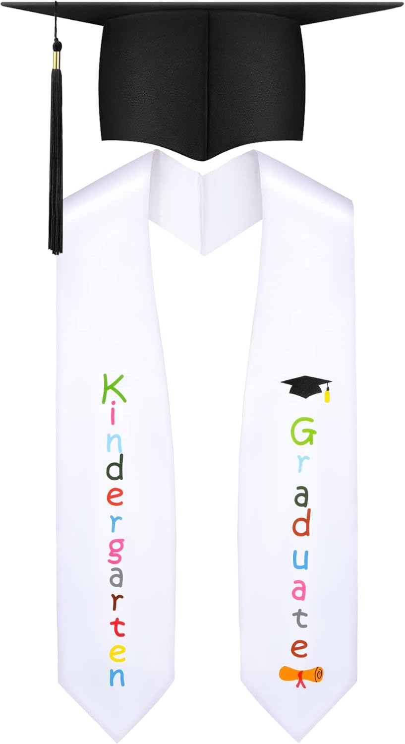 White Black Graduation Sash Cap