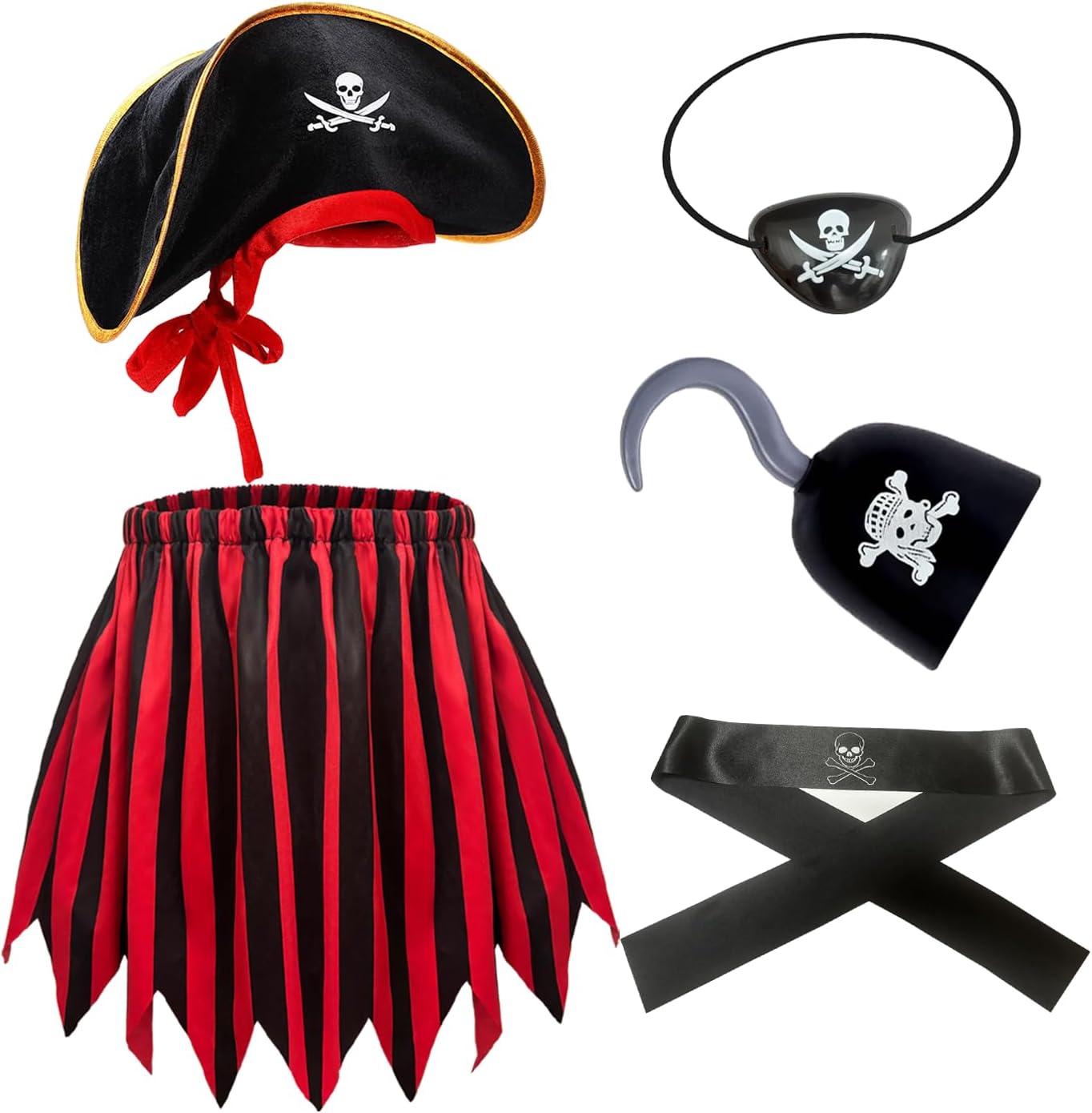 Byfirty 5Pcs Pirate Costume Kids Girls