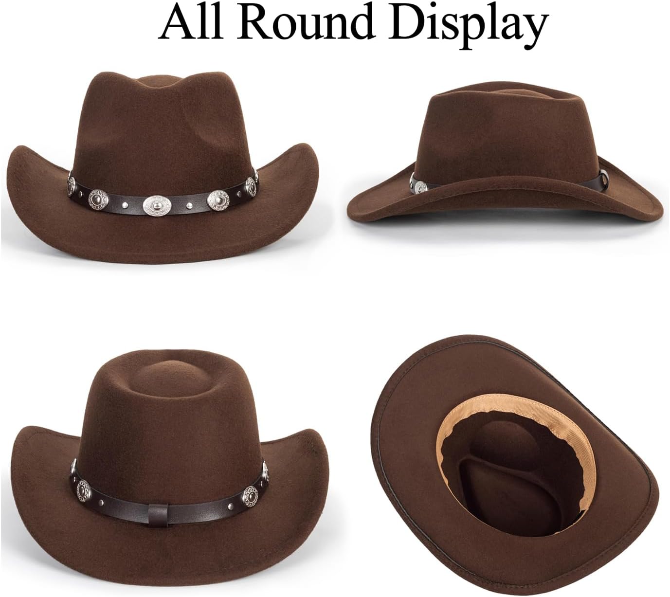 Vikodah Kids Western Cowgirl Fedora Hats for 3-7yr Boys Girls