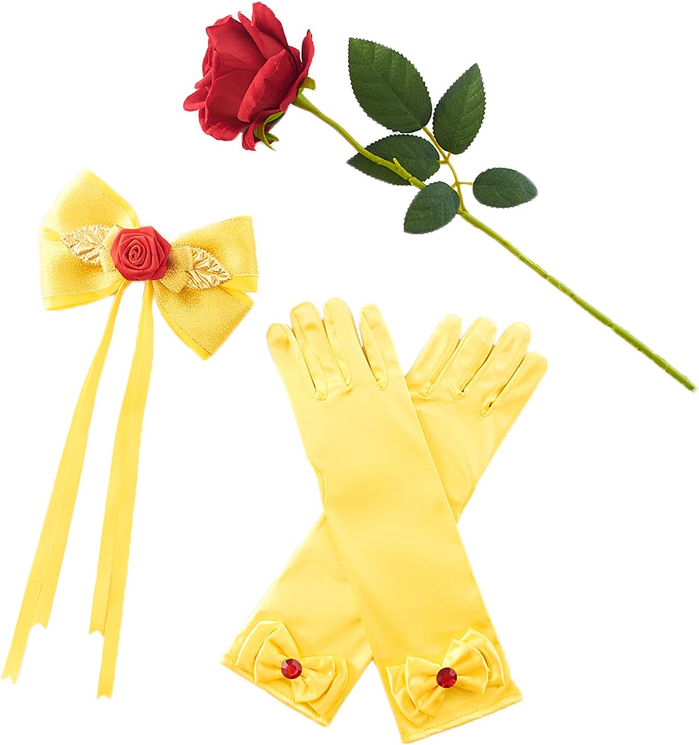 JiaDuo Princess Costume Accessories Halloween Hair Bow Glove Set