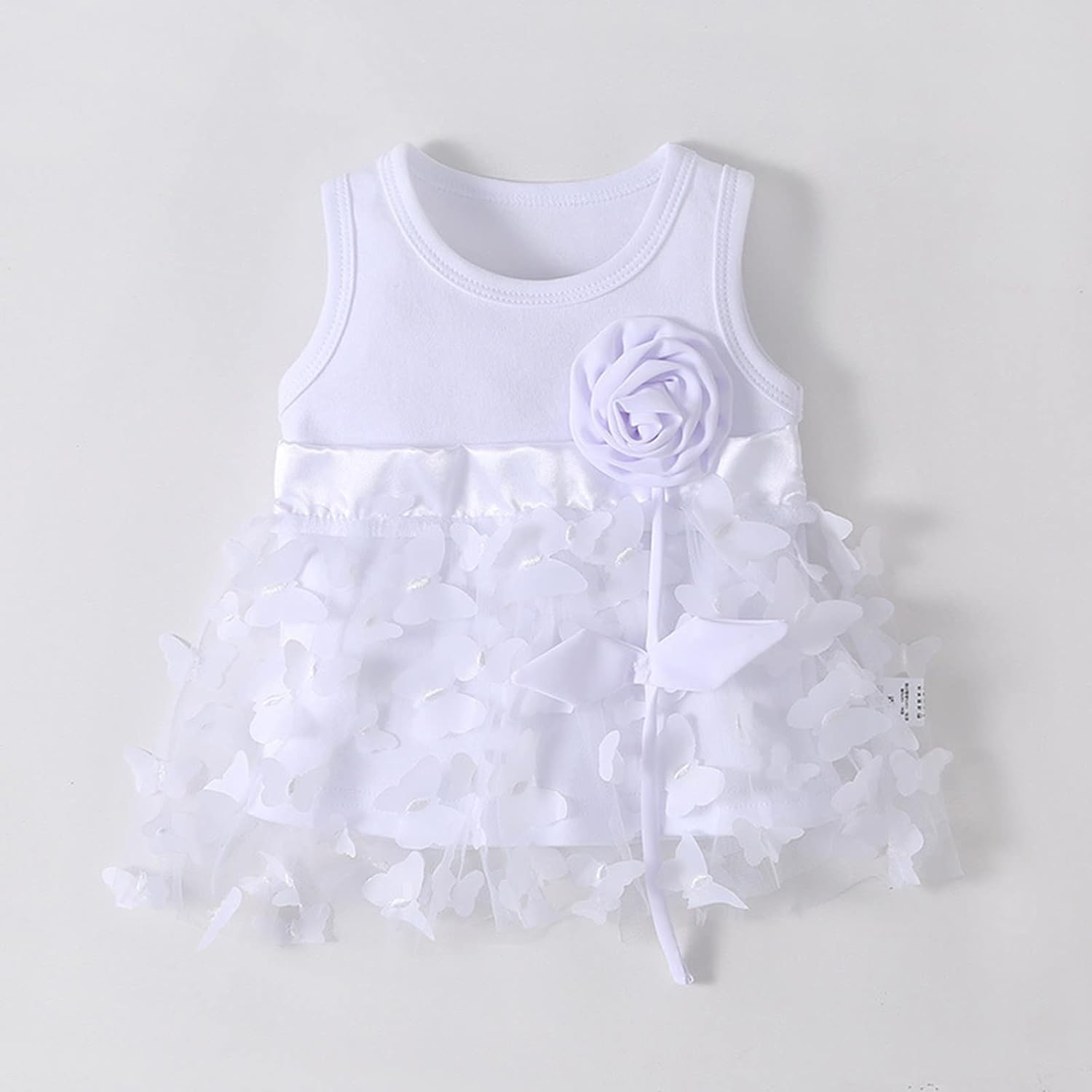White Ruffle Sleeveless Princess Dress for Baby Girls