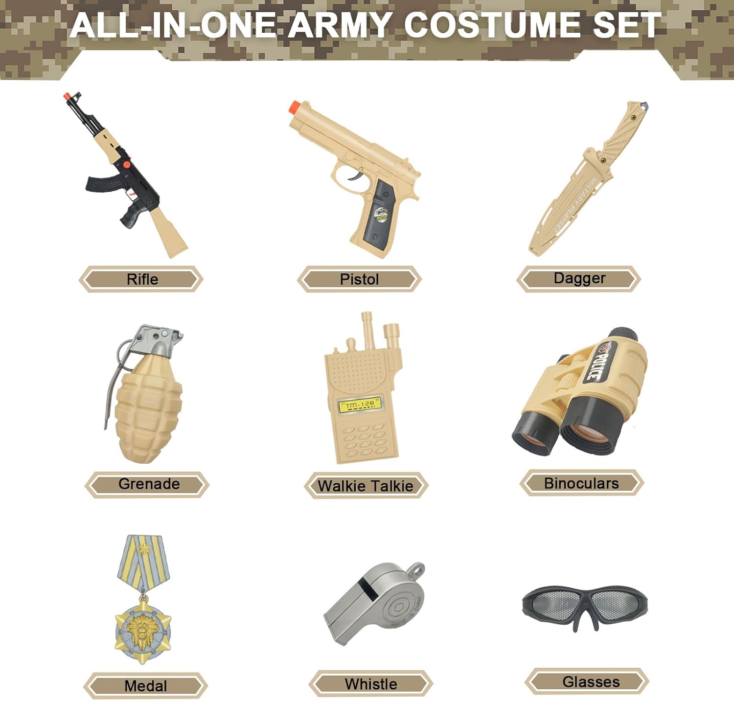 Kodvinp Kids Halloween Army Costume Set Boys Role-Play Gift
