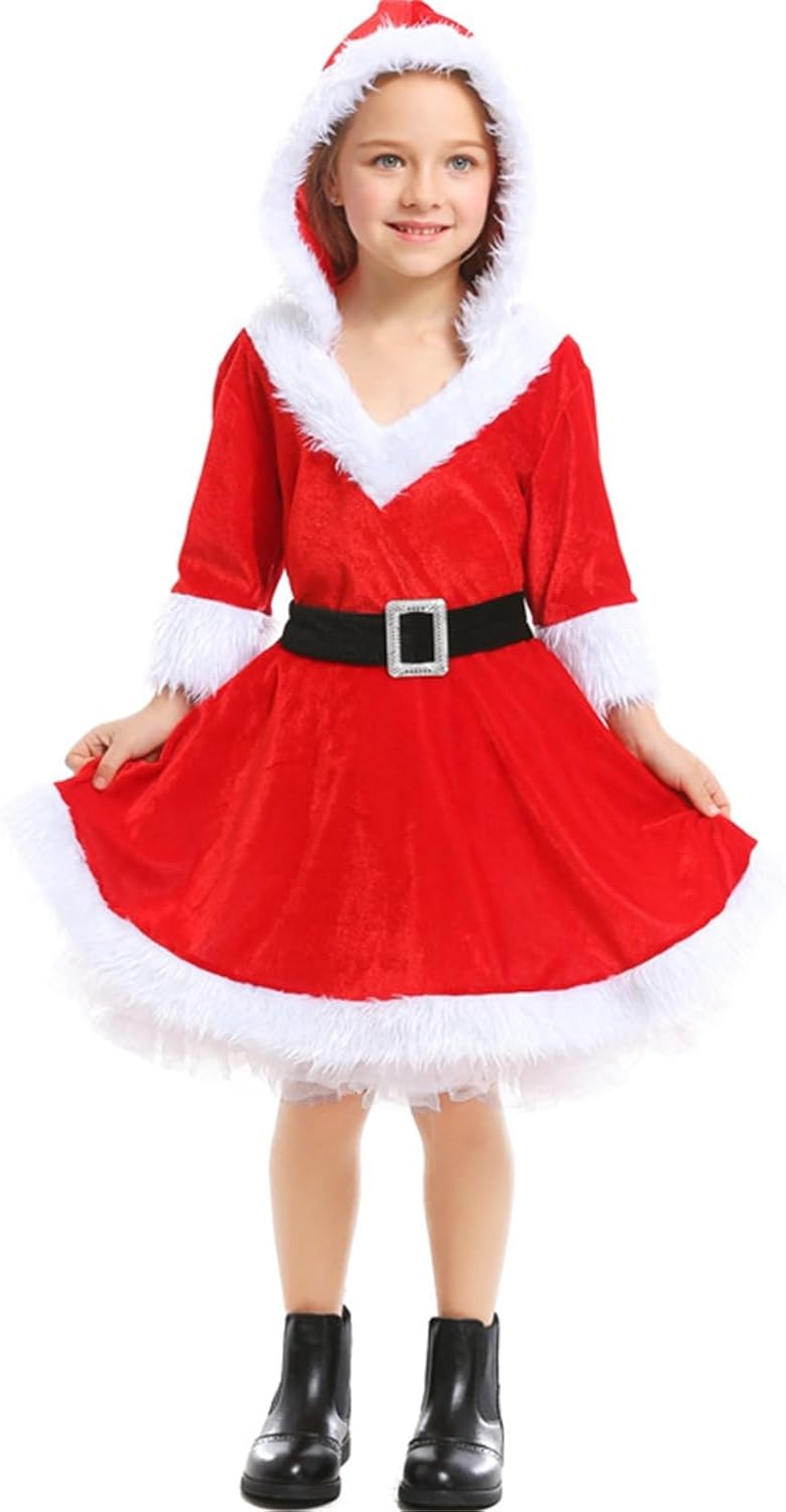 ToddlBy Kids Girls Christmas Magic Pajamas Hooded Red Santa snowman Design