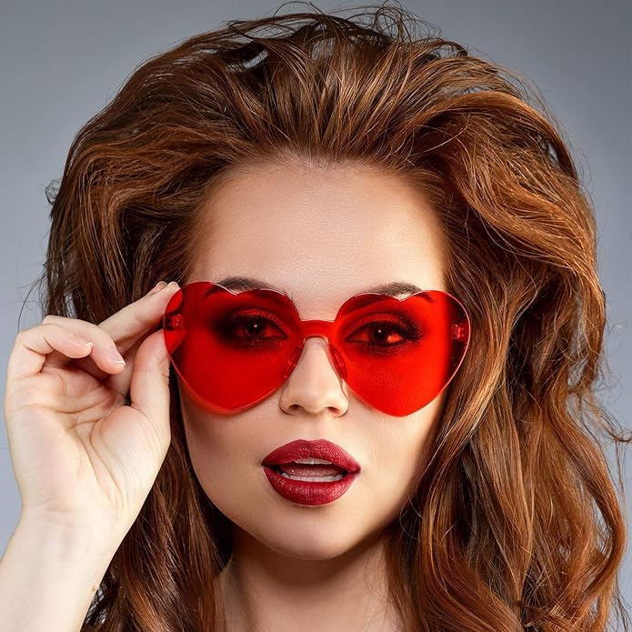 Valentines Day Heart-Shaped Sunglasses HeadbandsRedHot Pink