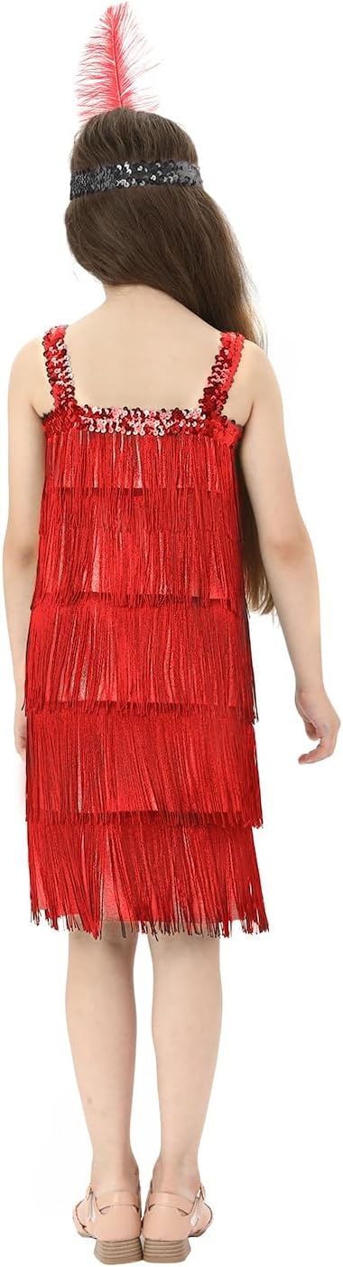 Leadtex Girls 20s Flapper Dress Costume with Feather Headband 1
