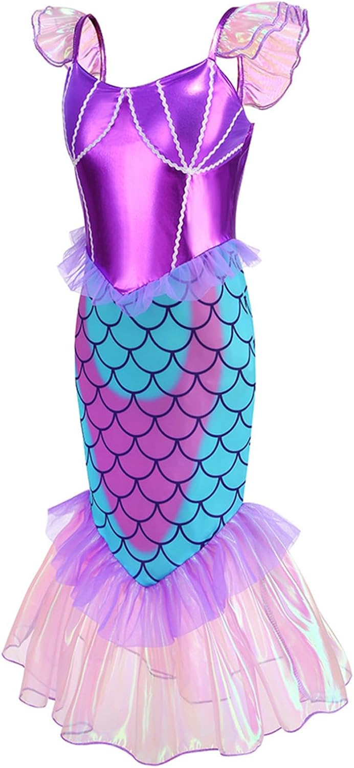 Mermaid Princess Costume Little Mermaid Dress for Girls with Crown
