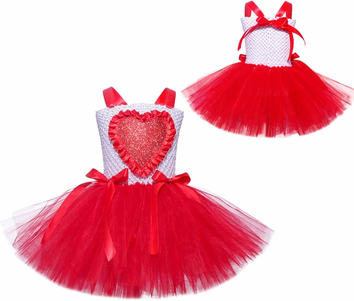 Cute Heart Tulle glitter Princess Costume Sleeveless Dress for Girls