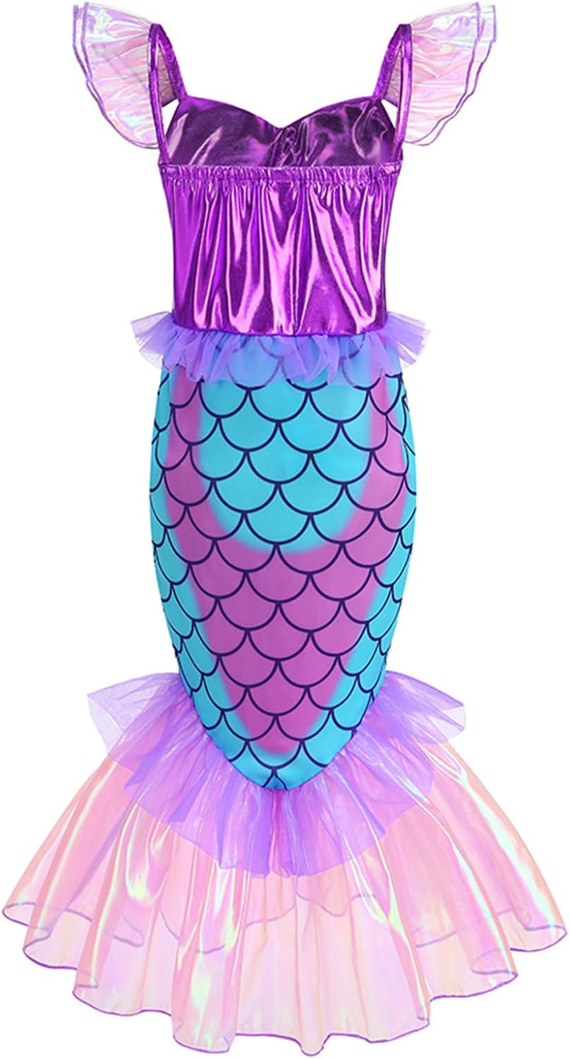 Mermaid Princess Costume Little Mermaid Dress for Girls with Crown
