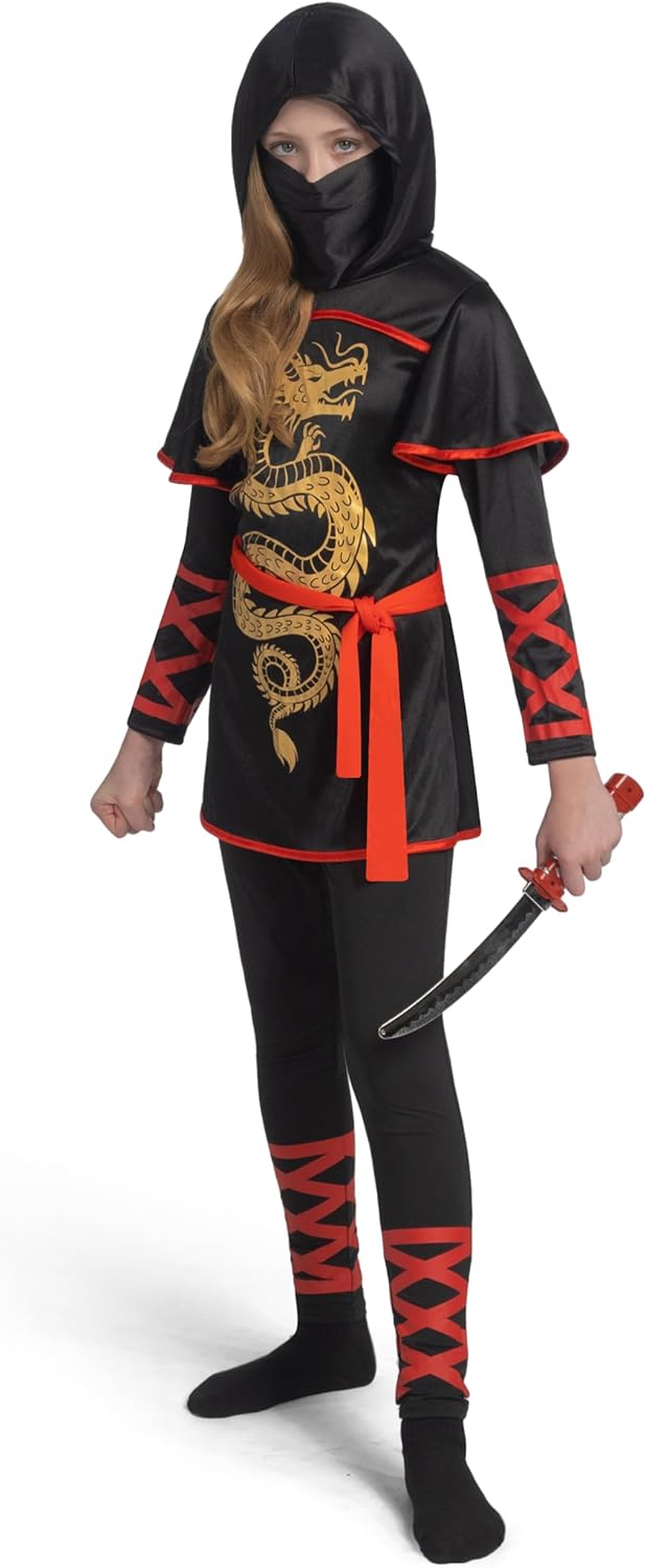 Spooktacular Creations Black and Red Ninja Costume Set for Girls