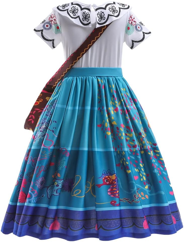 Encanto Mirabel Costume for Girls Isabella Halloween Dress Up with Earrings