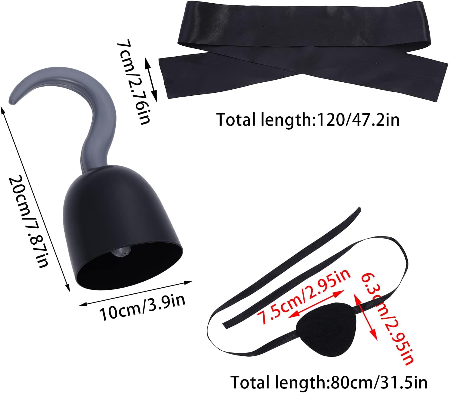 Complete Pirate Costume Accessory Set - 5 Pieces for Kids