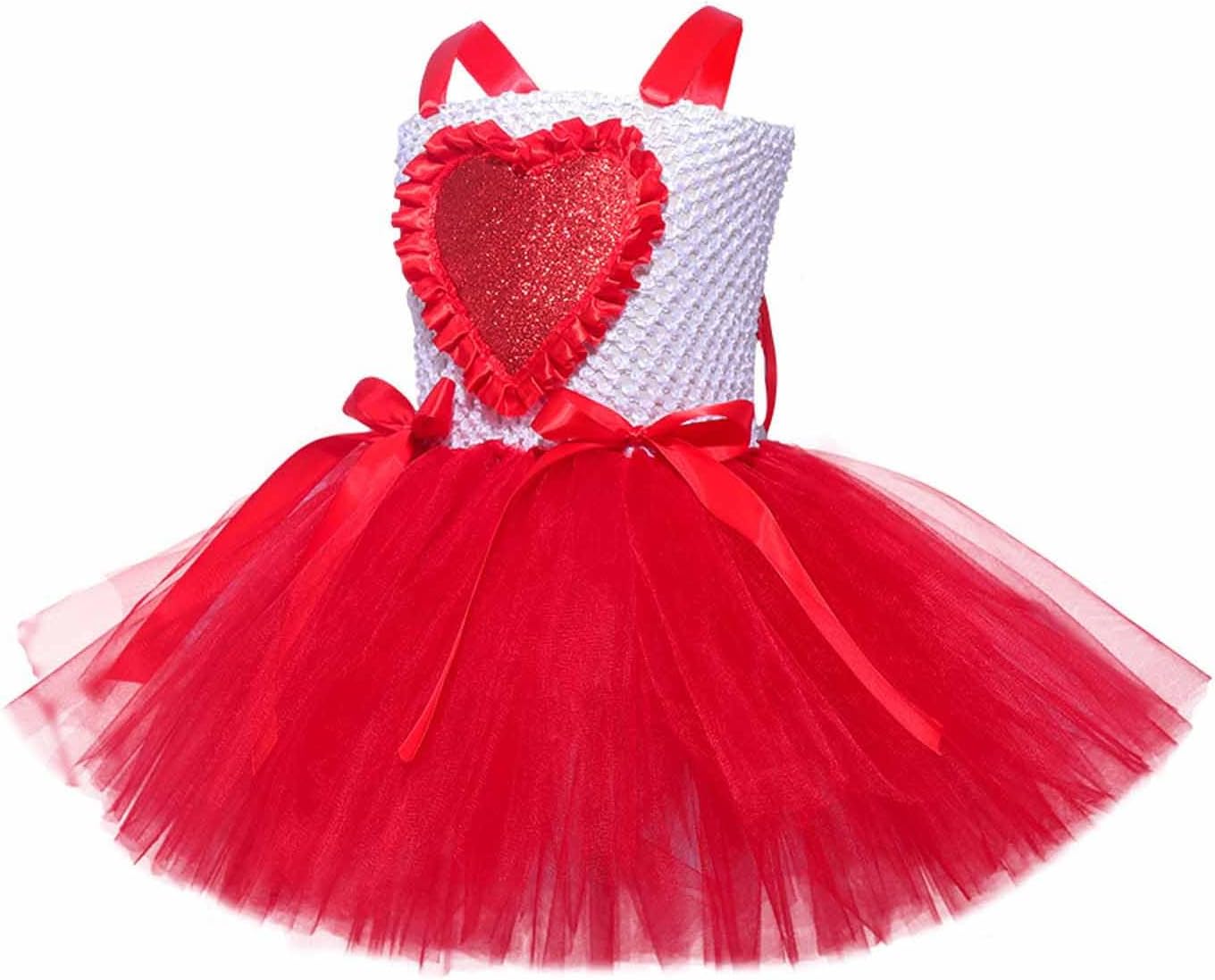 Cute Heart Tulle glitter Princess Costume Sleeveless Dress for Girls