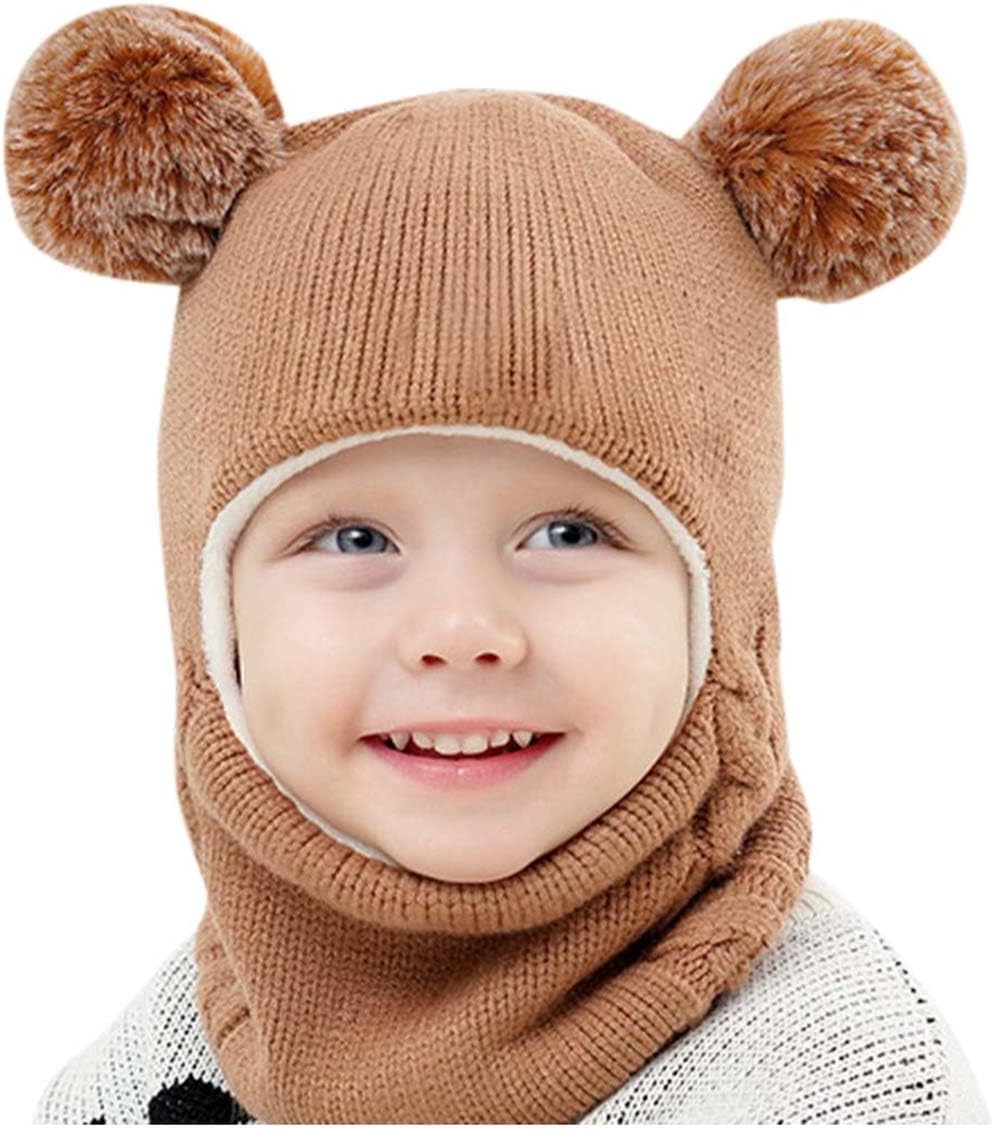 Child Size Balaclava Hat with Pom Poms for Cold Weather