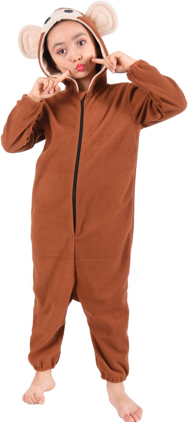 Monkey Onesie Costume for Boys and Girls Ages 3-14
