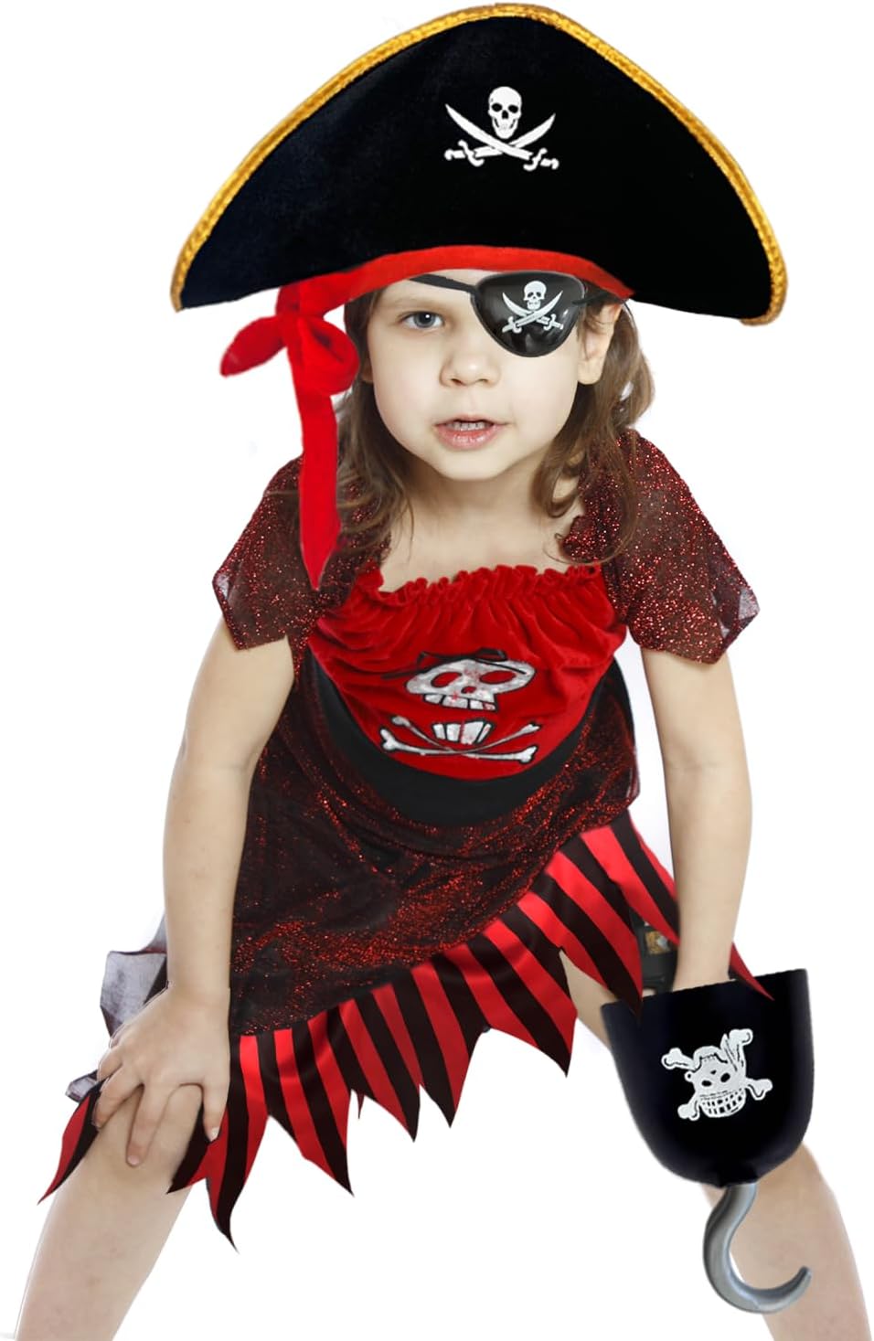 Byfirty 5Pcs Pirate Costume Kids Girls